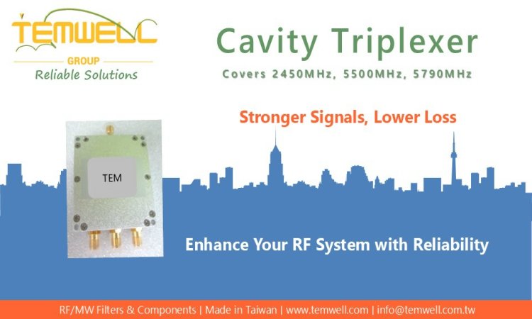 2450MHz / 5500MHz / 5790MHz Cavity Triplexer